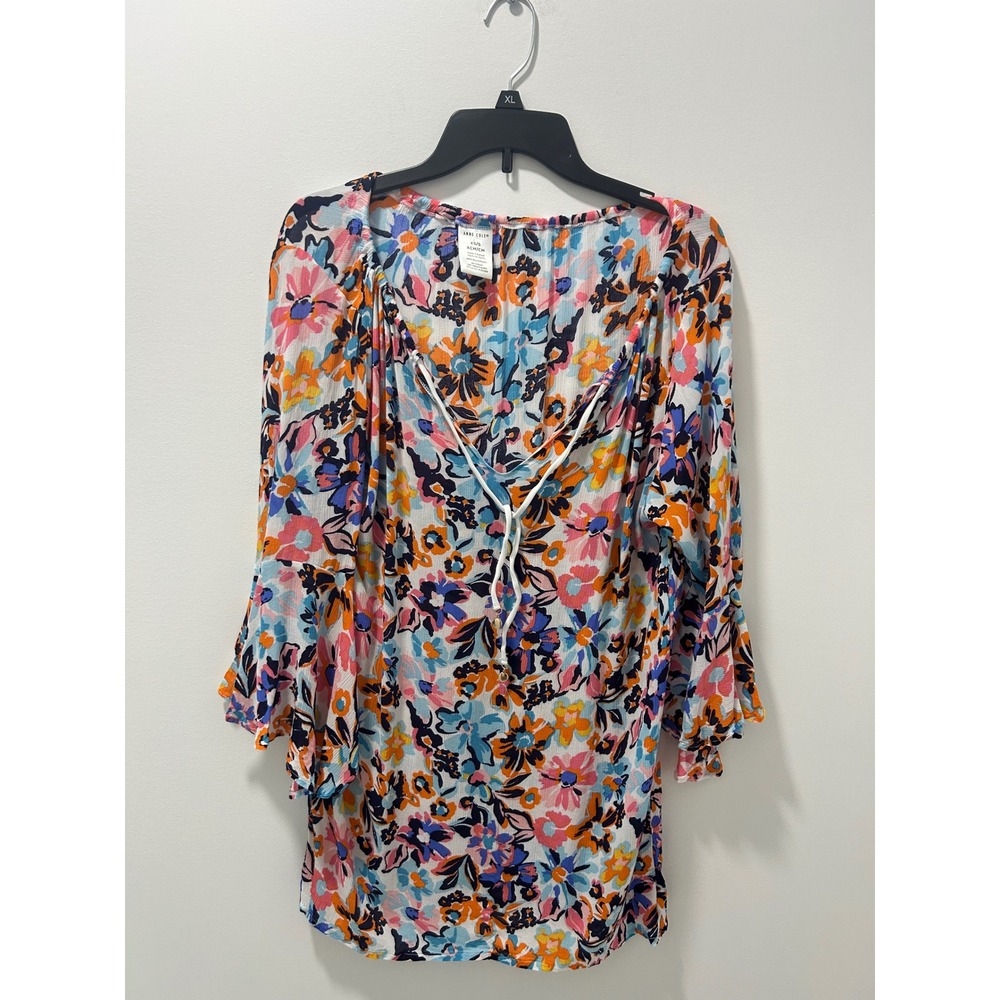 Anne Cole Floral Swim Cover Up Tunic Bell Sleeve XS/S ACSC509